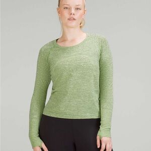 Green Striped Lululemon Long-Sleeve Swiftly Tech